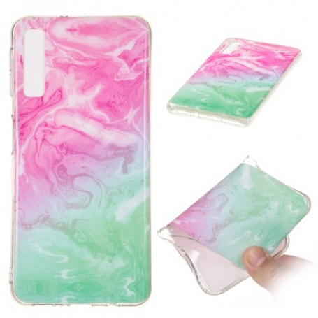 Samsung Galaxy A7 2018 värikäs tie-dye marmori suojakuori.