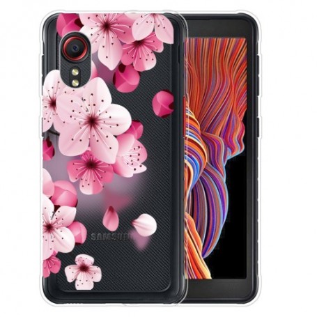 Samsung Galaxy XCover 5 läpinäkyvä kukat suojakuori.