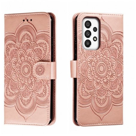 Samsung Galaxy A34 5G ruusukulta mandala suojakotelo – kannellinen puhelinlompakko tuotekuvassa