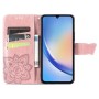 Samsung Galaxy A34 5G ruusukulta perhonen suojakotelo – lompakkokotelo tyylikkäästi esillä