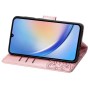 Samsung Galaxy A34 5G ruusukulta perhonen suojakotelo – lompakkomallinen avattava kannellinen suojakotelo