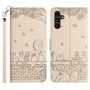 Samsung Galaxy A34 5G beige kissat suojakotelo – kotelosta löytyy korttipaikat ja setelitasku