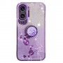 Honor 90 Lite violetti glitter kukka sormuspidike suojakuori