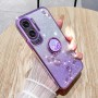 Honor 90 Lite violetti glitter kukka sormuspidike suojakuori