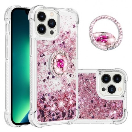 iPhone 15 Pro Max pinkki glitter hile sormuspidike suojakuori