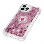 iPhone 15 Pro Max pinkki glitter hile sormuspidike suojakuori