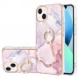 iPhone 15 Plus ruusukulta marmori sormuspidike suojakuori