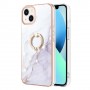 iPhone 15 Plus valkoinen marmori sormuspidike suojakuori