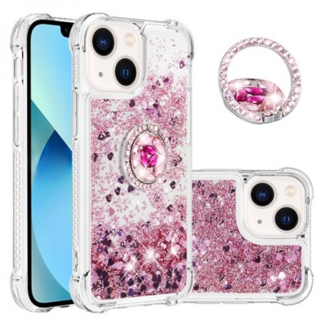 iPhone 15 Plus pinkki glitter hile sormuspidike suojakuori