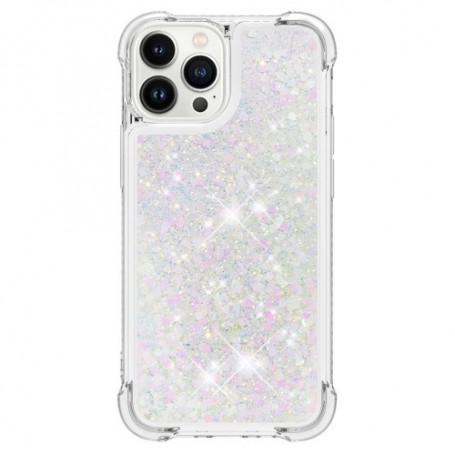 iPhone 15 Pro hopea glitter hile suojakuori