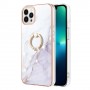 iPhone 15 Pro valkoinen marmori sormuspidike suojakuori