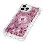 iPhone 15 Pro pinkki glitter hile sormuspidike suojakuori