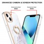 iPhone 15 valkoinen marmori sormuspidike suojakuori