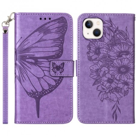 iPhone 15 violetti perhonen suojakotelo