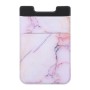 Vaalea violetti marmori – joustava korttitasku puhelimeen.