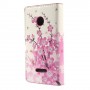 Lumia 435 vaaleanpunaiset kukat puhelinlompakko
