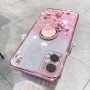 Motorola Moto E22 ruusukulta glitter kukka sormuspidike suojakuori