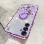 Samsung Galaxy A14 violetti glitter kukka sormuspidike suojakuori