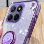 Honor X6A violetti glitter kukka sormuspidike suojakuori