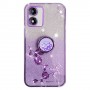 Motorola Moto E13 violetti glitter kukka sormuspidike suojakuori