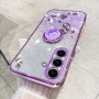 Samsung Galaxy A05s violetti glitter kukka sormuspidike suojakuori