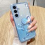 Samsung Galaxy A05s vaaleansininen glitter kukka sormuspidike suojakuori