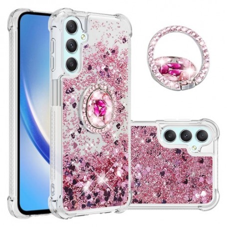 Samsung Galaxy A25 5G pinkki glitter hile sormuspidike suojakuori