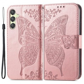 Samsung Galaxy A25 5G ruusukulta perhonen suojakotelo Samsung Galaxy A25 5G ruusukulta perhonen suojakotelo – lompakkomallinen avattava kannellinen suojakotelo