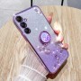 Samsung Galaxy A25 5G violetti glitter kukka sormuspidike suojakuori