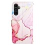Samsung Galaxy A15 pinkki marmori suojakotelo – lompakkokotelo tyylikkäästi esillä