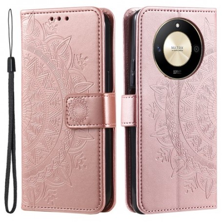 Honor Magic6 Lite 5G ruusukulta mandala suojakotelo – kannellinen puhelinlompakko tuotekuvassa