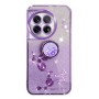 OnePlus 12 5G violetti glitter kukka sormuspidike suojakuori – istuu täydellisesti puhelimen muotoihin