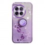 OnePlus 12 5G violetti glitter kukka sormuspidike suojakuori