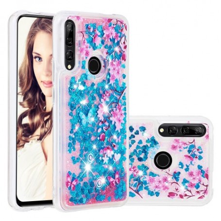 Huawei Y6s / Y6 2019 / Honor 8A glitter hile kukkia ja perhosia suojakuori