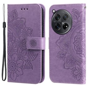 OnePlus 12R violetti mandala suojakotelo – kannellinen puhelinlompakko tuotekuvassa