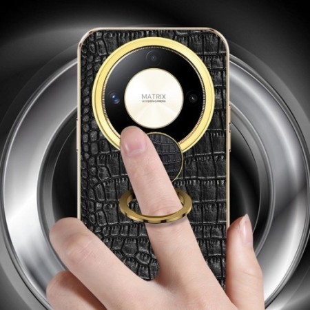 Honor Magic6 Lite 5G vihreä krokotiili sormuspidike suojakuori – laadukas rakenne näkyy lähikuvasta