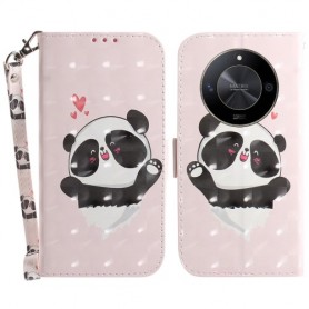 Honor Magic6 Lite 5G vaaleanpunainen panda suojakotelo Honor Magic6 Lite 5G vaaleanpunainen panda suojakotelo – lompakkomallinen avattava kannellinen suojakotelo