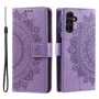 Samsung Galaxy A35 5G violetti mandala suojakotelo – kotelosta löytyy korttipaikat ja setelitasku