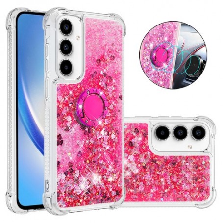 Samsung Galaxy A35 5G pinkki glitter hile sormuspidike suojakuori