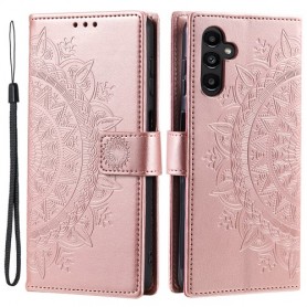 Samsung Galaxy A55 5G ruusukulta mandala suojakotelo Samsung Galaxy A55 5G ruusukulta mandala suojakotelo – kannellinen puhelinlompakko tuotekuvassa