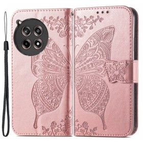 OnePlus 12R ruusukulta perhonen suojakotelo – kannellinen puhelinlompakko tuotekuvassa