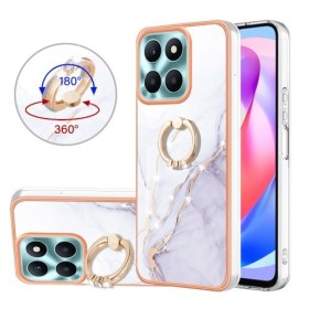 Honor X6A valkoinen marmori sormuspidike suojakuori – huolella viimeistelty tuote lähikuvassa