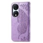 Honor X7b / Honor 90 Smart violetti perhonen suojakotelo – lompakkokotelo tyylikkäästi esillä