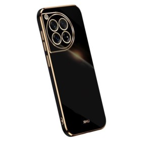 OnePlus 12R musta suojakuori kullanvärisillä reunuksilla – kevyt ja ohut suojakuori puhelimen takaosassa