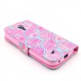 Galaxy S4 mini pinkki kukkakuvio puhelinlompakko
