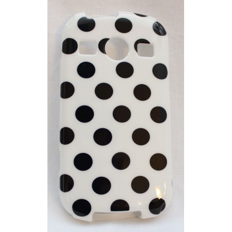 Galaxy Xcover 2 polka dot suojakuori valkoinen tausta mustia täpliä.