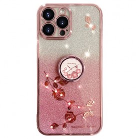 iPhone 16 Pro ruusukulta glitter sormuspidike suojakuori iPhone 16 Pro ruusukulta glitter sormuspidike suojakuori – joustvasta ja kestävästä muovista valmistettu suojakuori