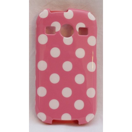 Galaxy Xcover 2 polka dot suojakuori vaaleanpunainen tausta valkoisia täpliä.