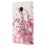 Huawei Ascend Y330 vaaleanpunaiset kukat puhelinlompakko