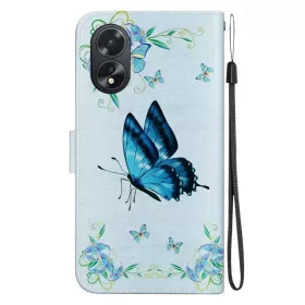 Oppo A18 / A38 sininen perhonen suojakotelo Oppo A18 / A38 sininen perhonen suojakotelo – kotelosta löytyy korttipaikat ja setelitasku